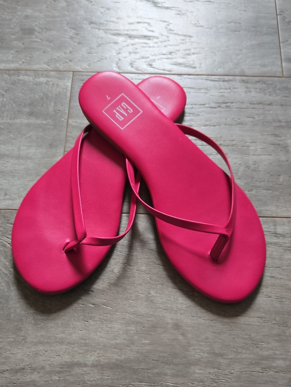 Gap Pink Leather Flip Flops
